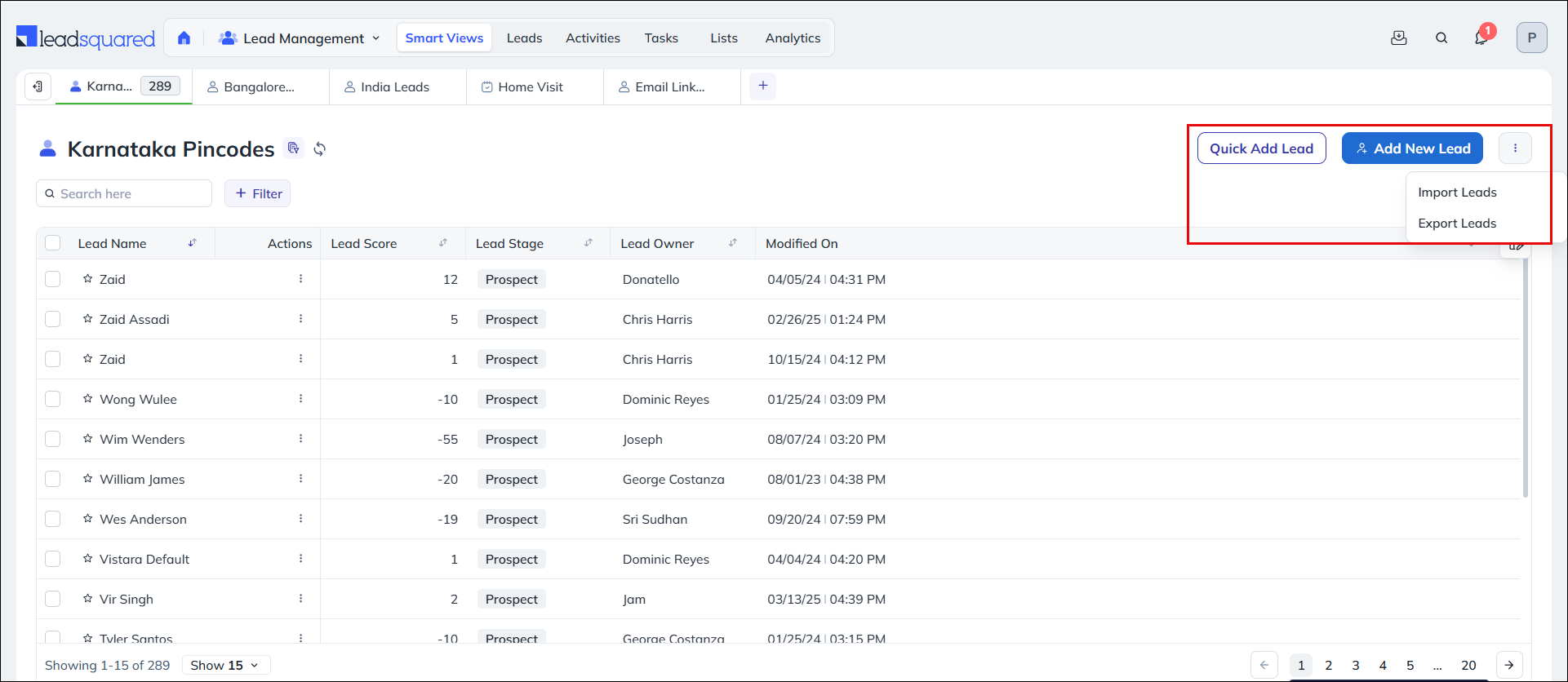 Leadsquared - Quick Add Leads