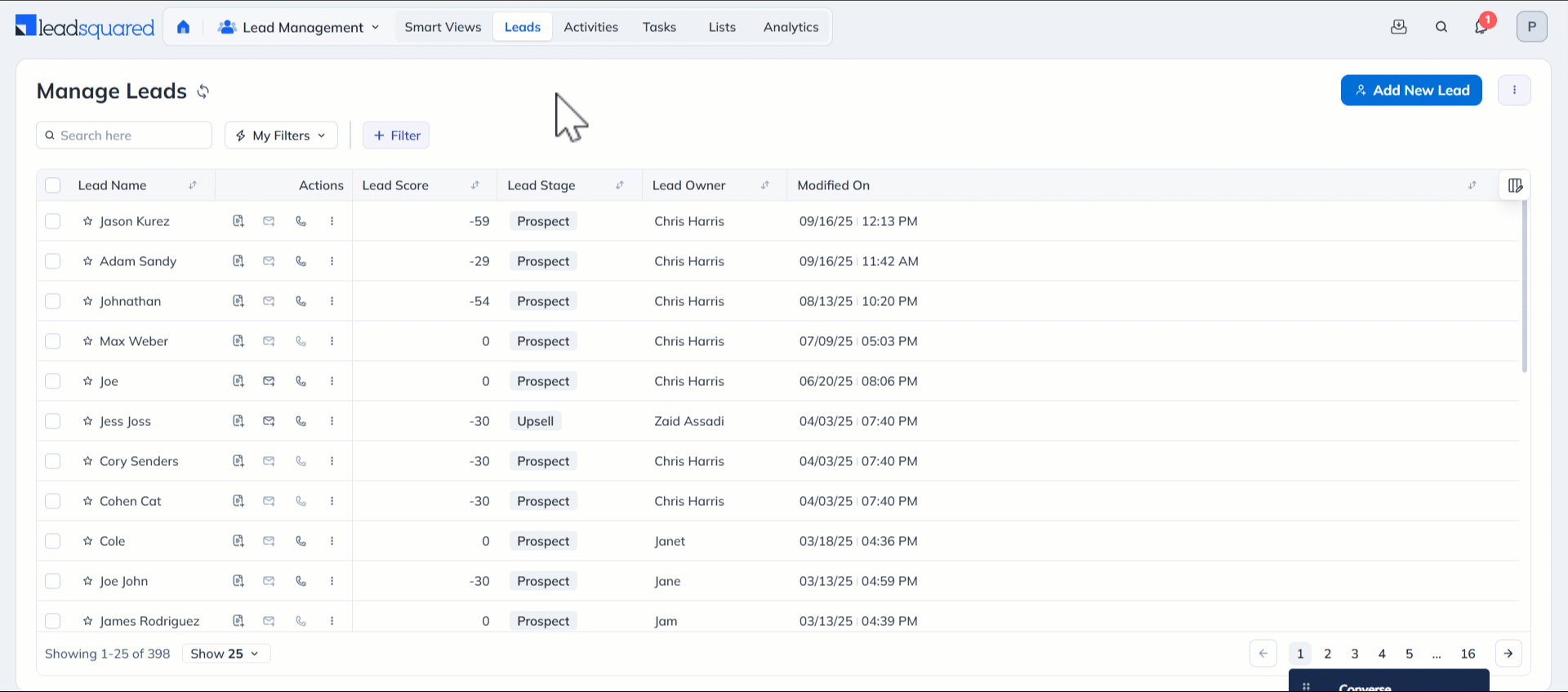 Leadsquared - Create Quick Filters