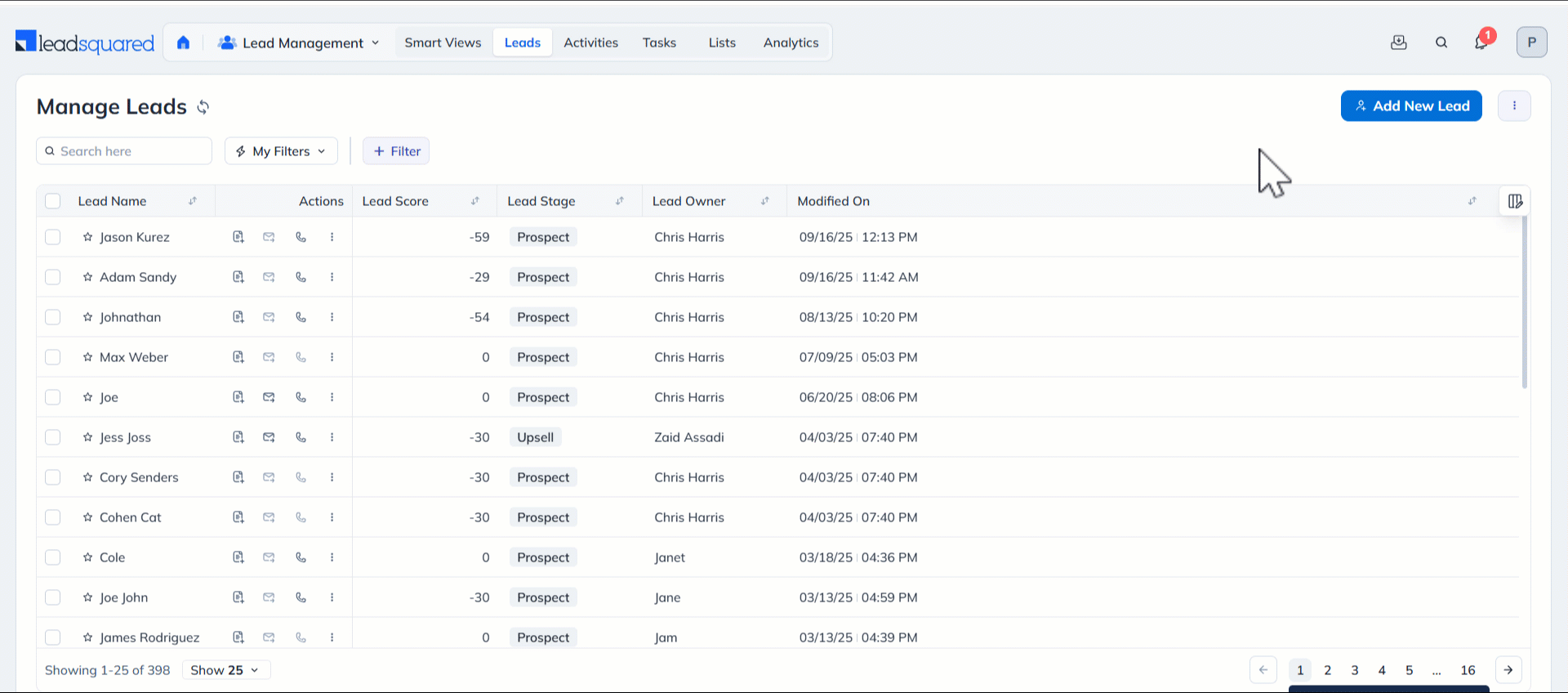 Leadsquared - Manage Columns
