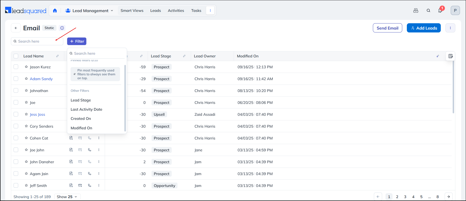Leadsquared - List Management