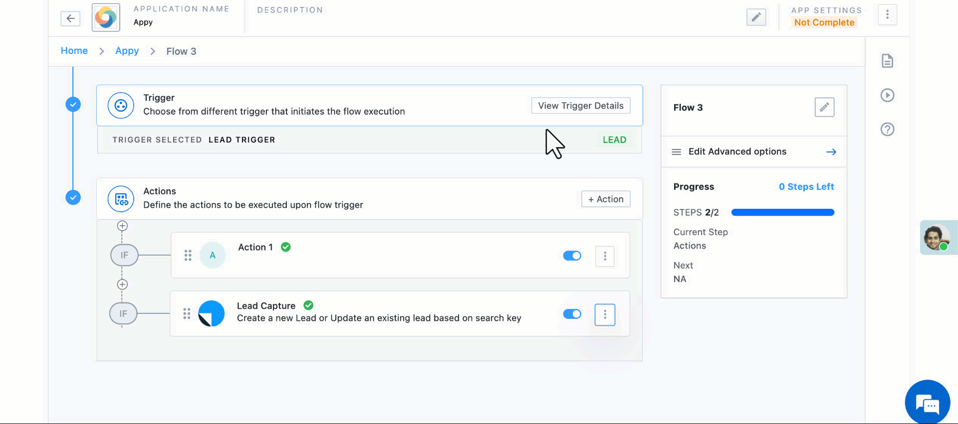 navigate to transformations for lead actions