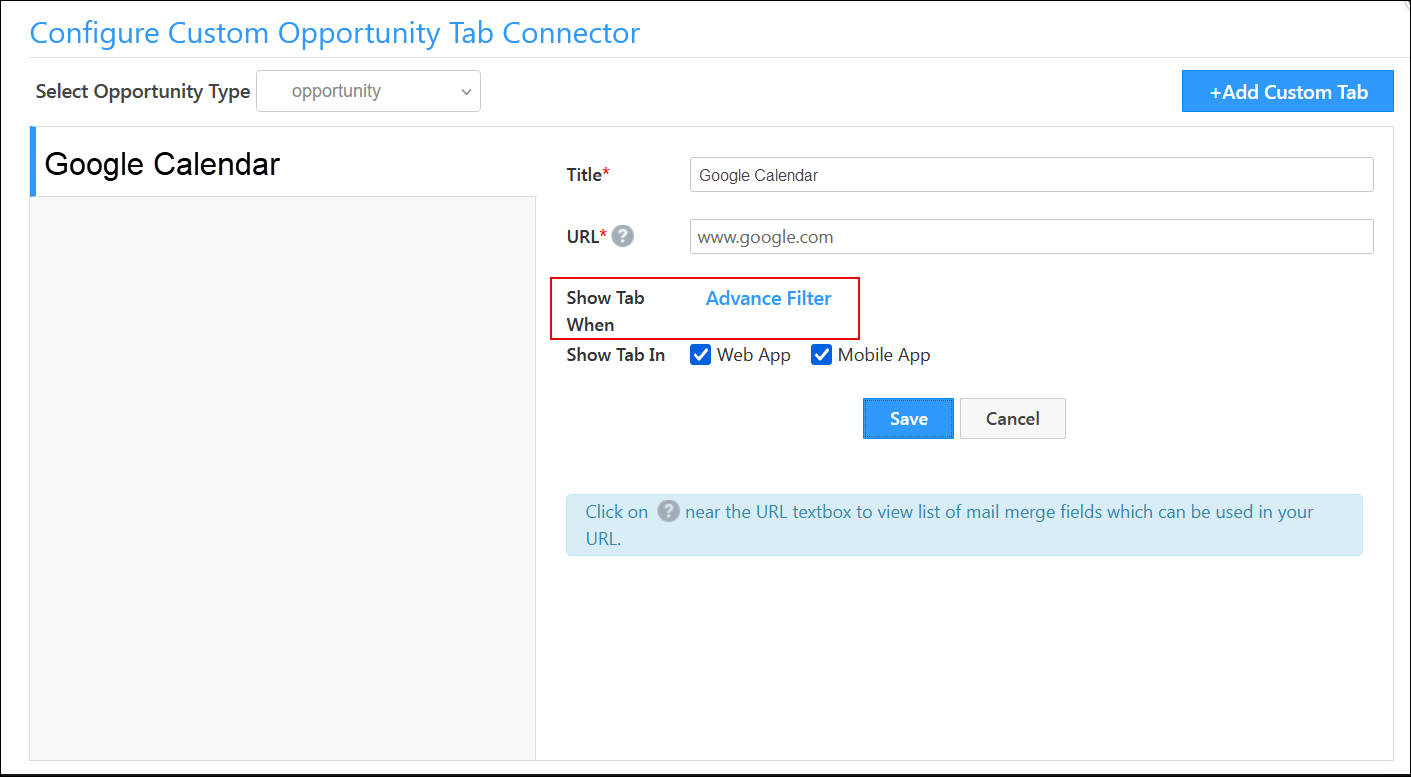 Leadsquared - Opportunity Custom Tab Connector
