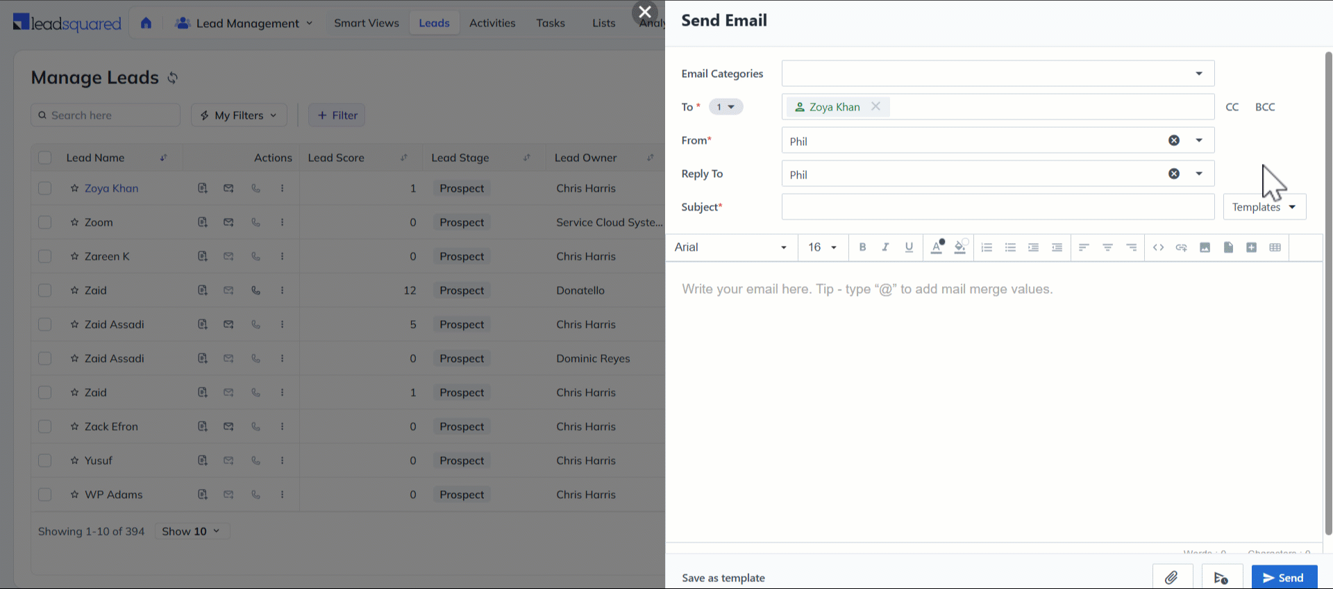 Leadsquared - One-To-One Emails