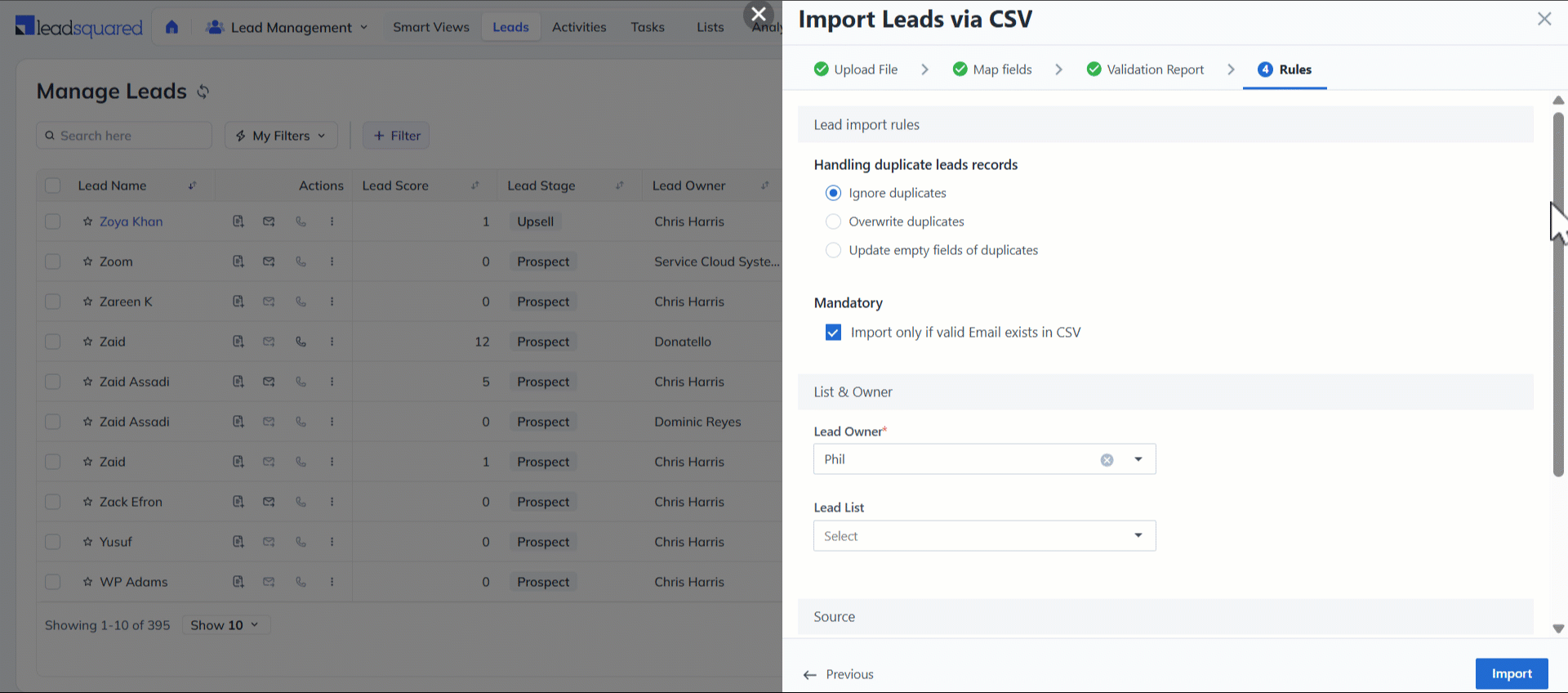 Leadsquared - Import Leads