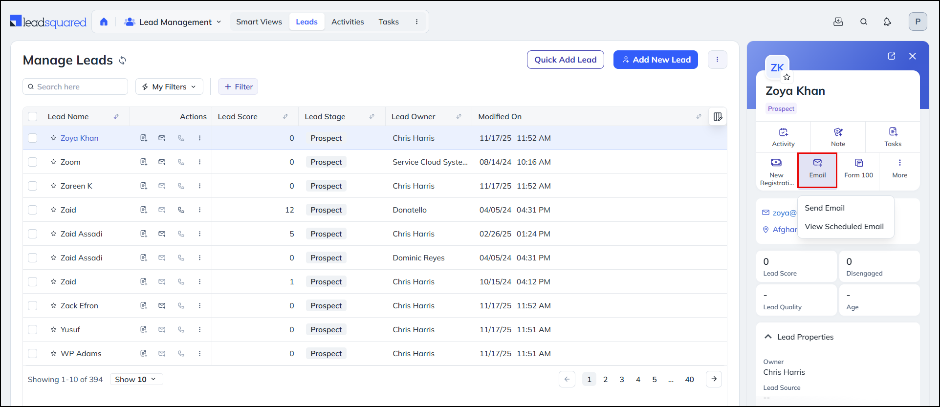 Leadsquared - One-To-One Emails