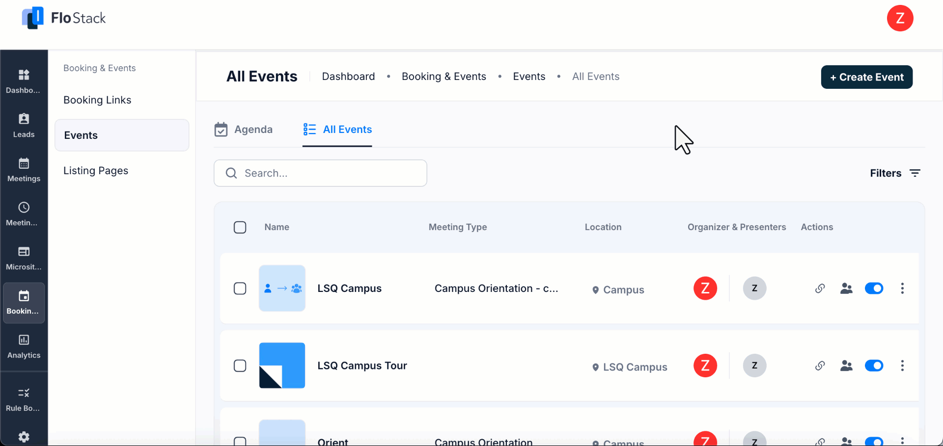event landing page one-off