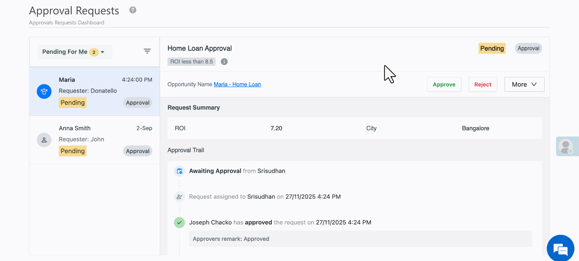 return the approval request