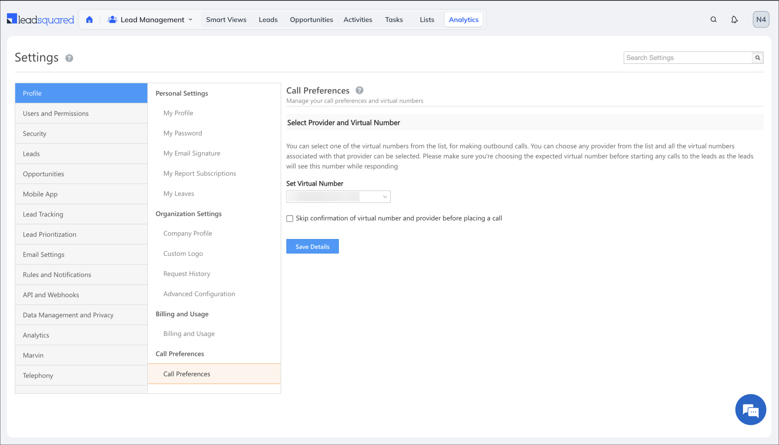 Leadsquared - Call Preference
