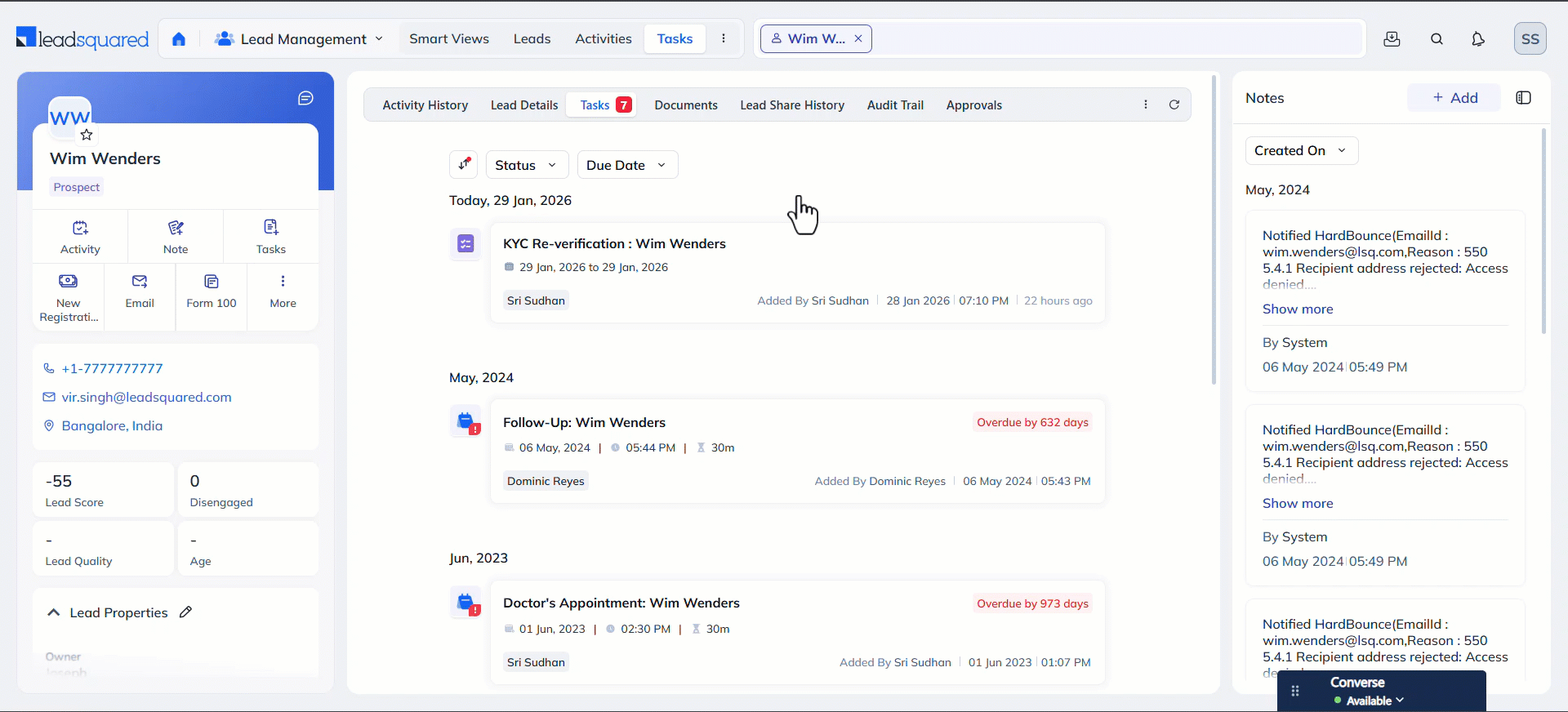 LeadSquared Task Management