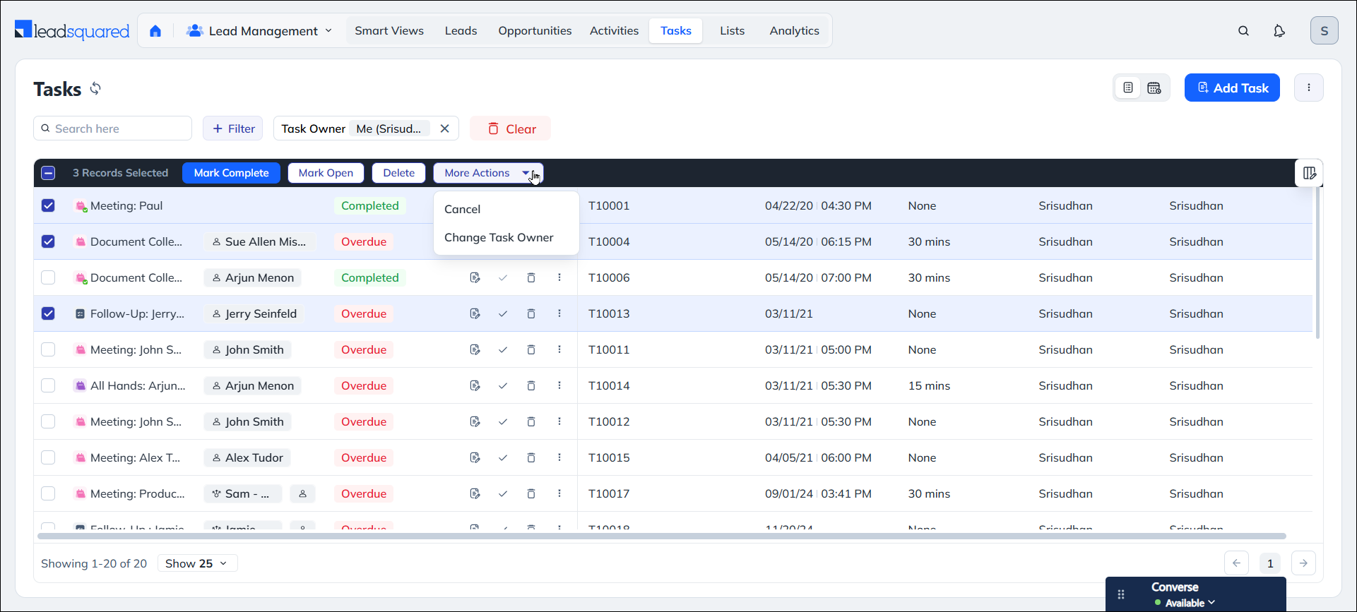 LeadSquared Task Management