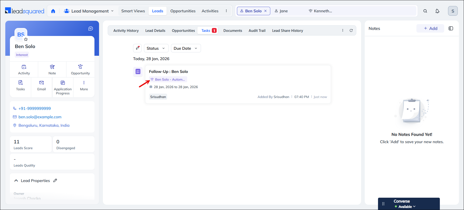 LeadSquared Task Management