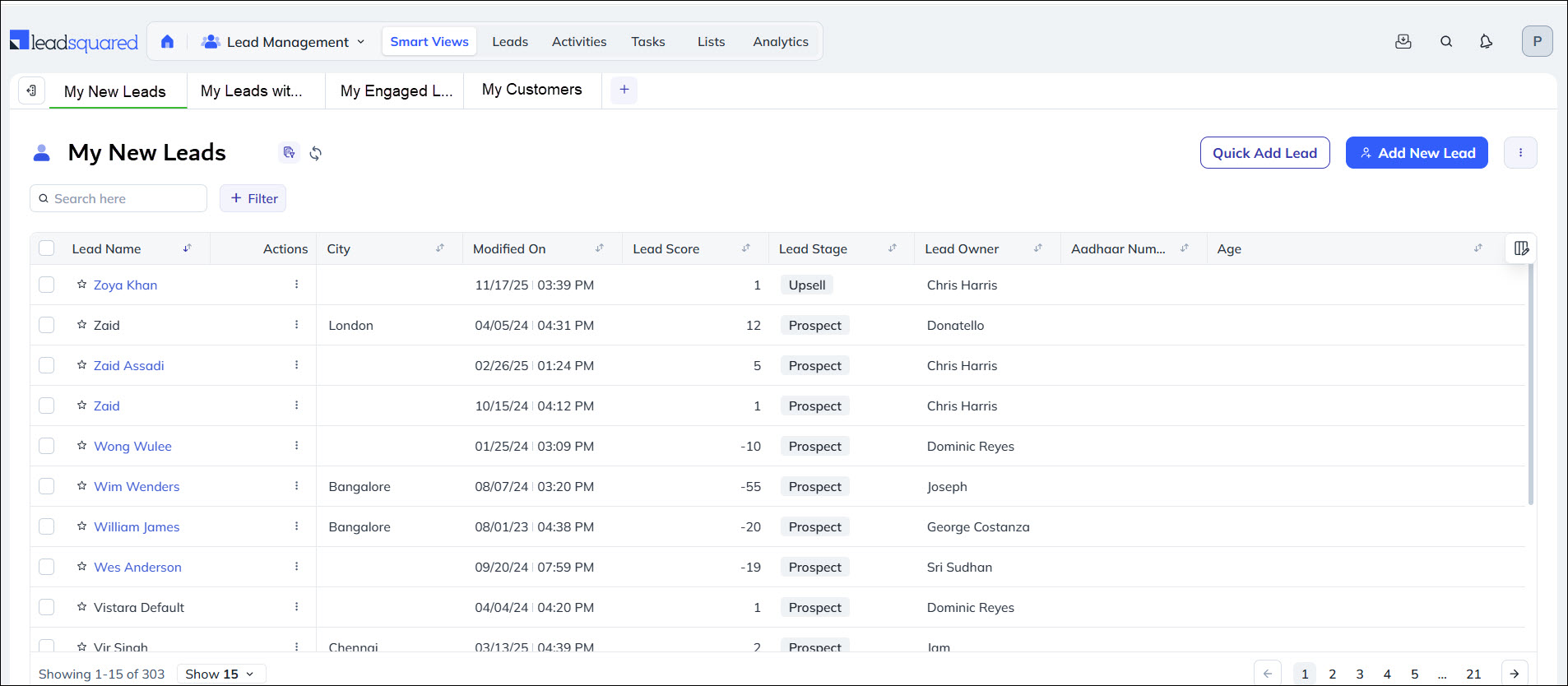 Leadsquared - Smart Views