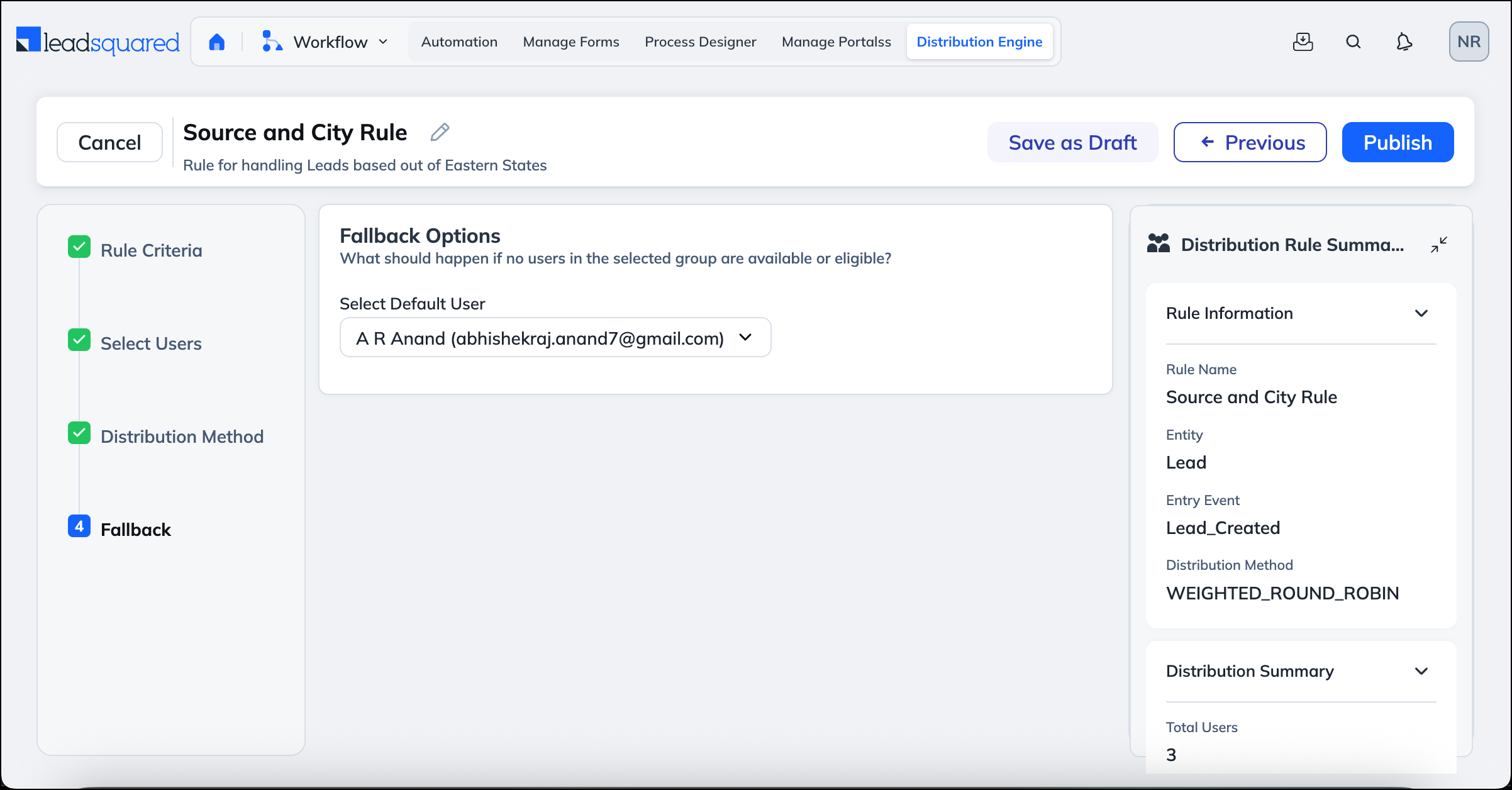 distribution engine fall back option