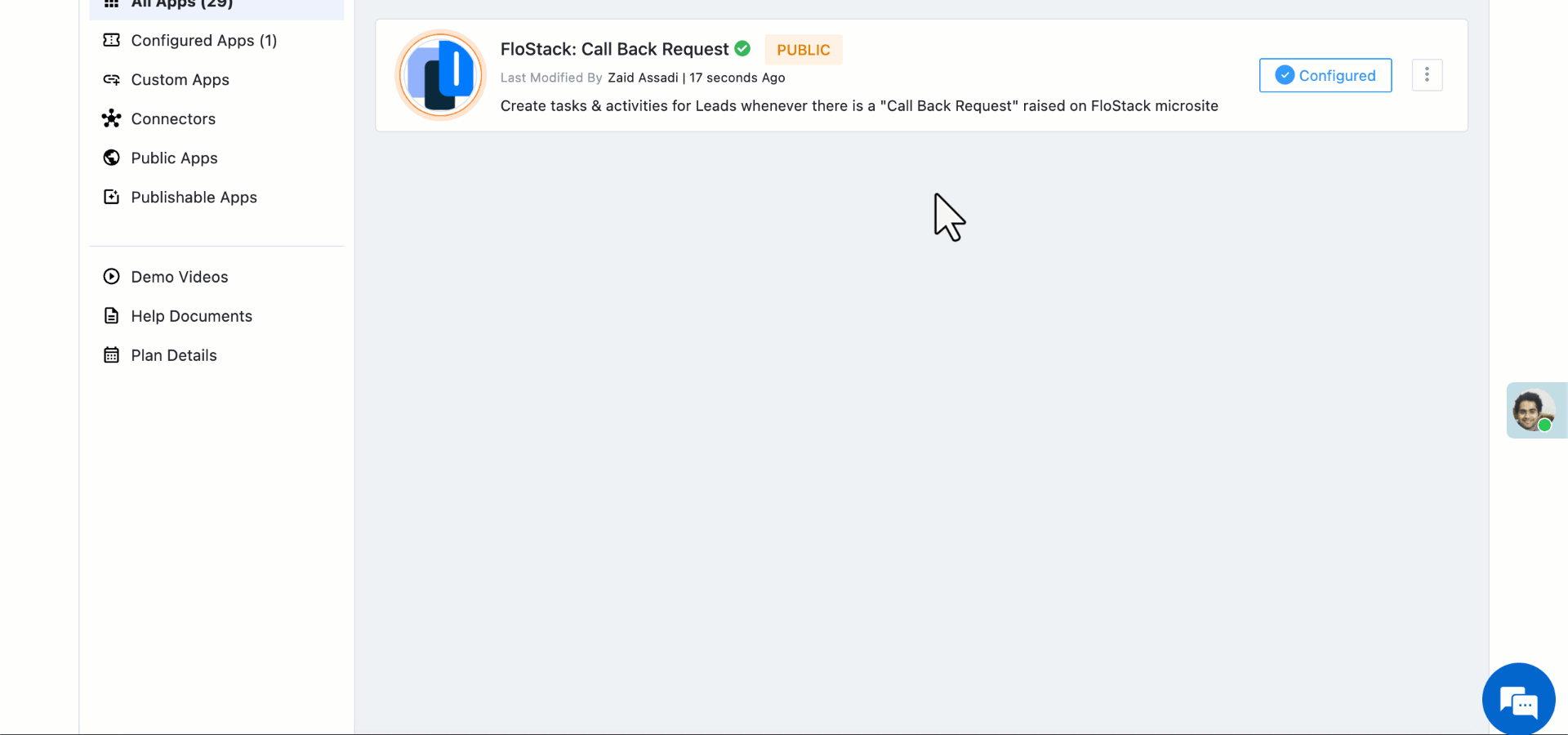 flostack call back request