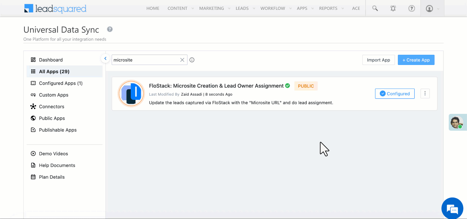 flostack microsite creation and lead owner assignment