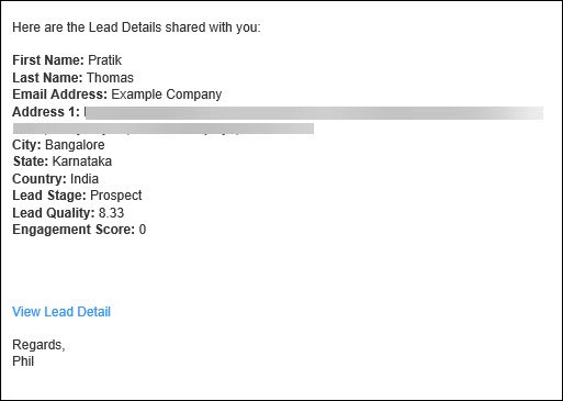 Leadsquared - Share Lead Via Email