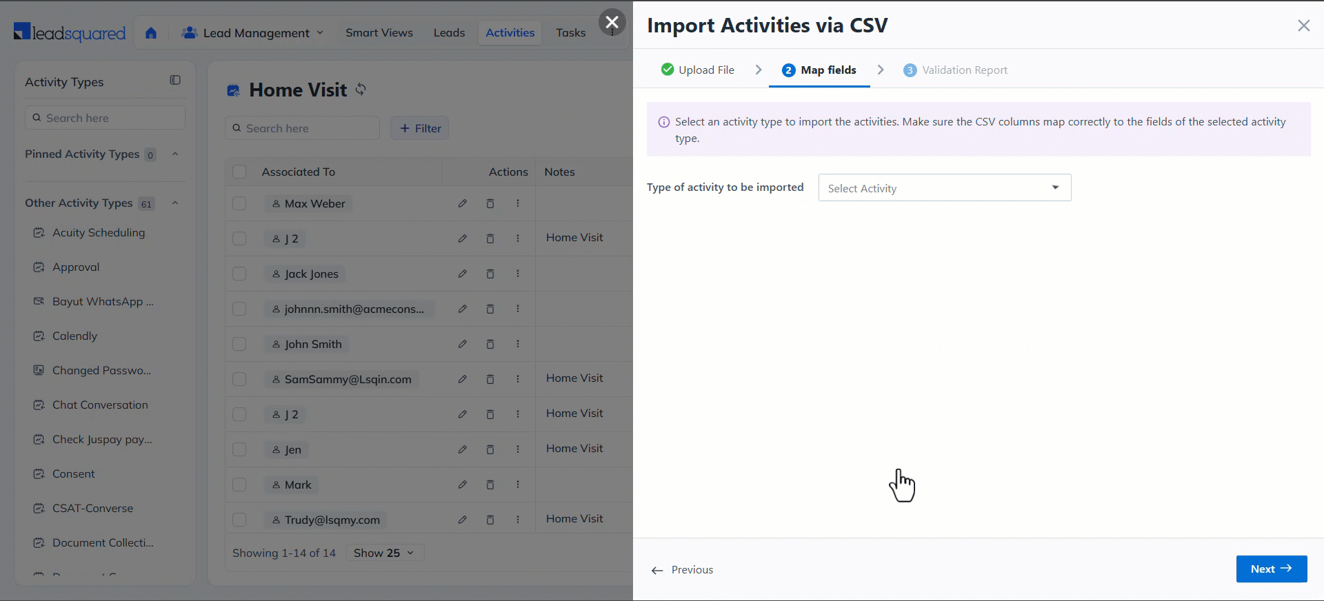 LeadSquared Activity Import