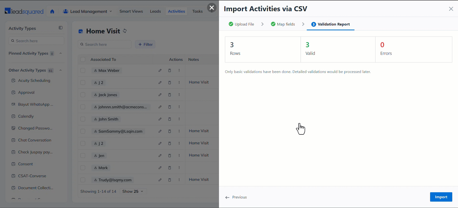 LeadSquared Activity Import