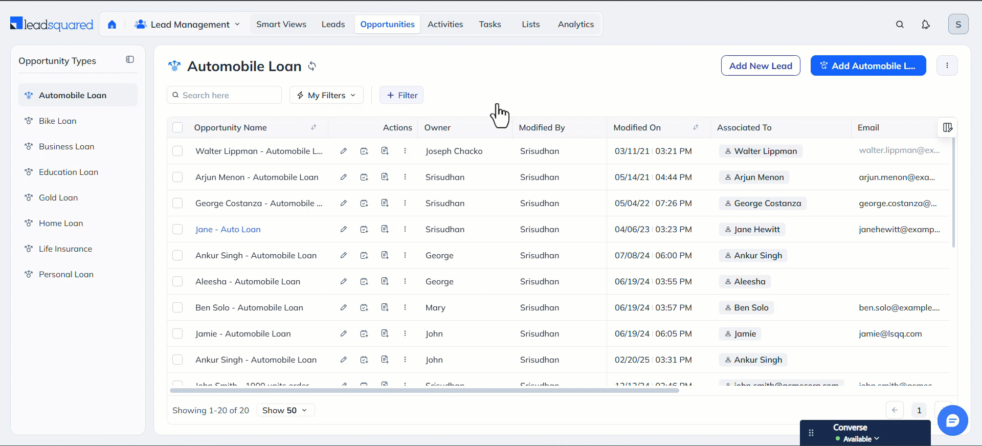 LeadSquared Opportunitites
