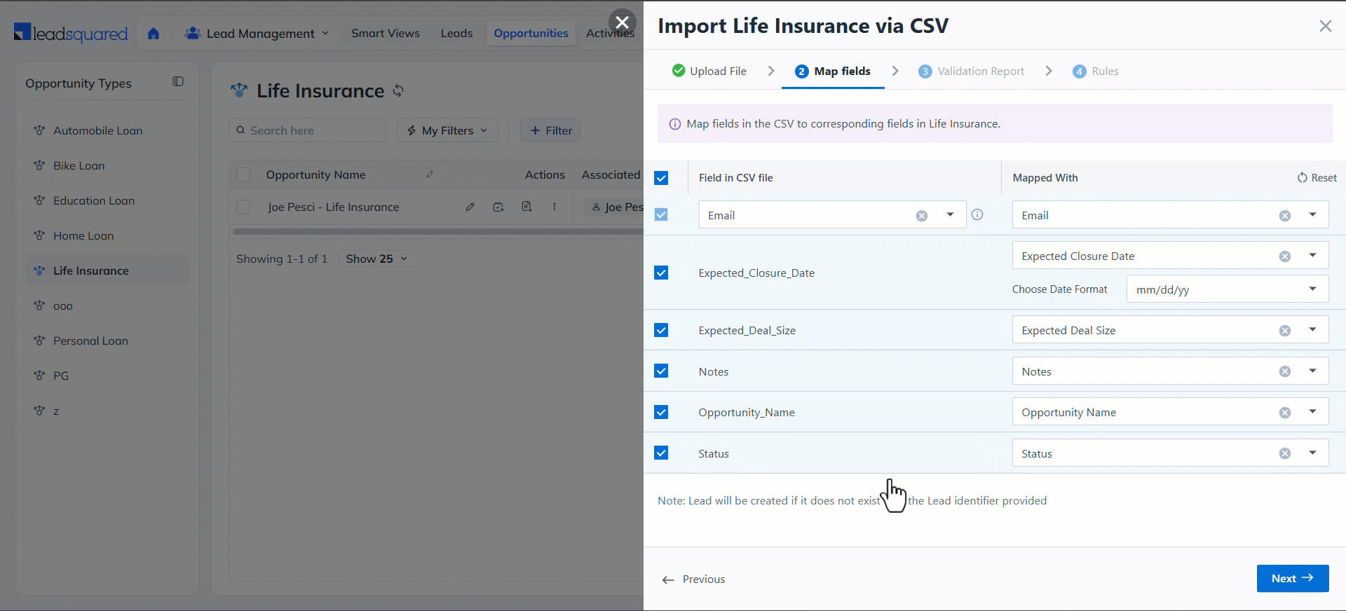 LeadSquared Import Opportunities