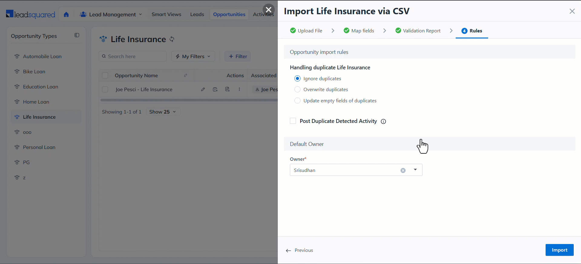LeadSquared Import Opportunities