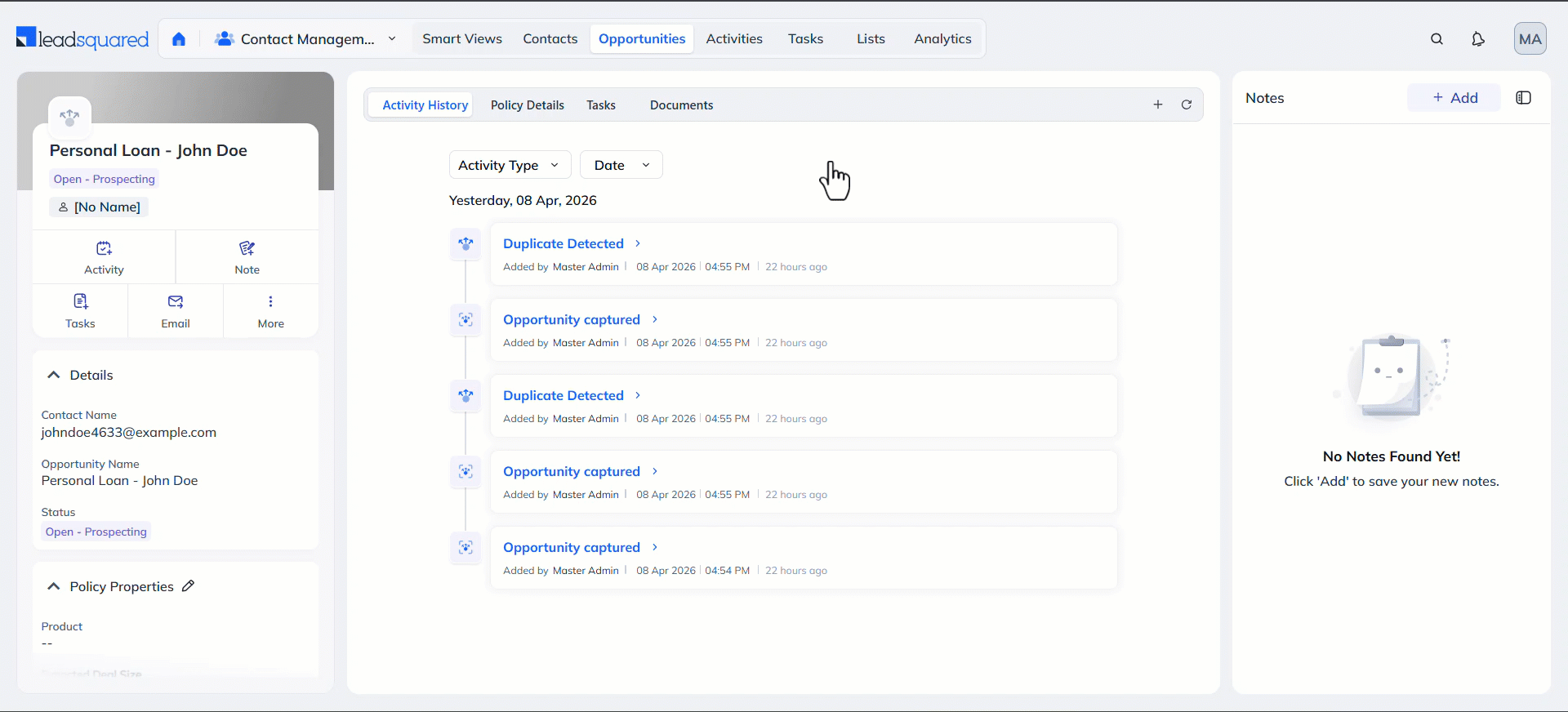 LeadSquared Opportunitites