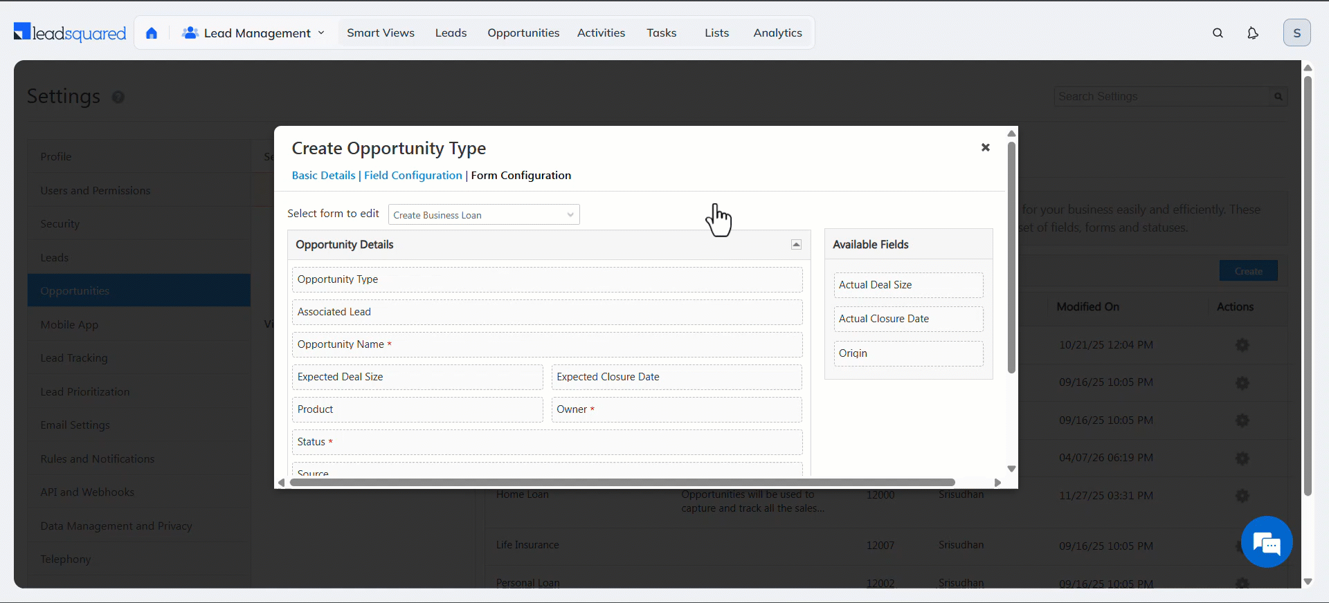 LeadSquared Opportunitites