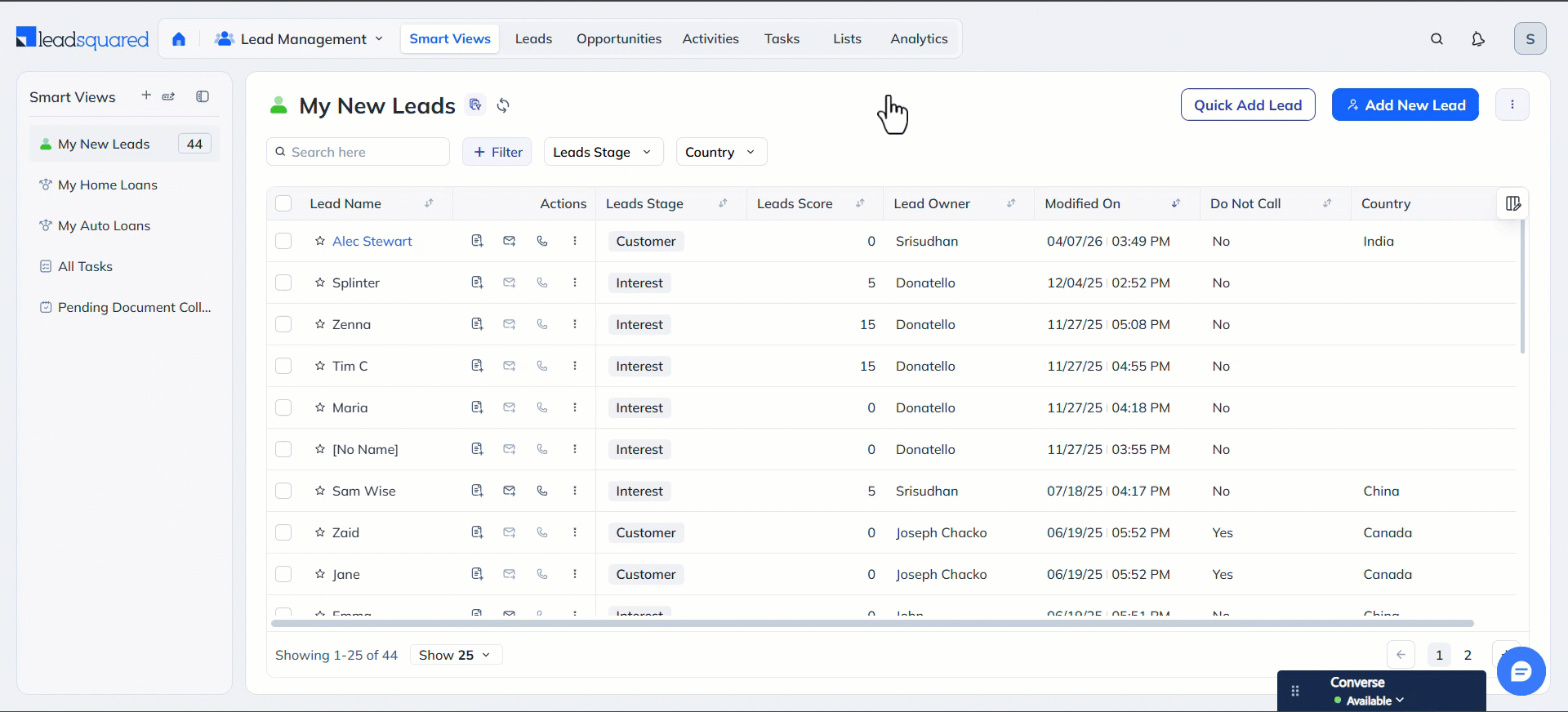 LeadSquared Opportunitites