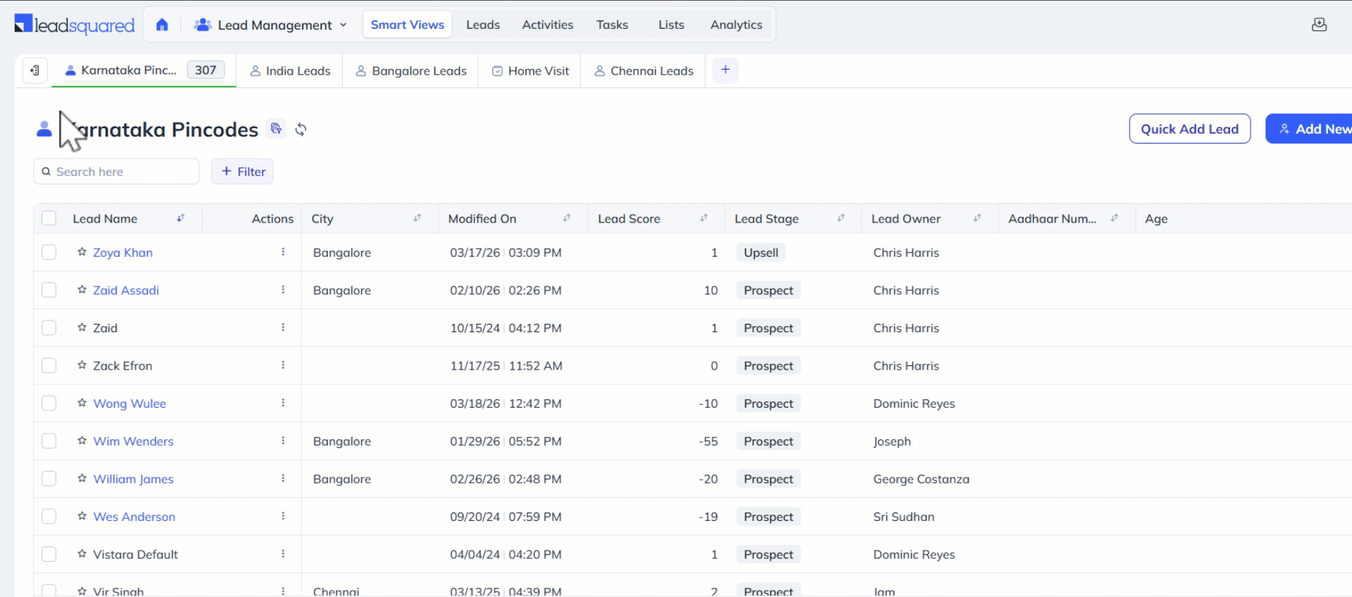 Leadsquared - Smart Views