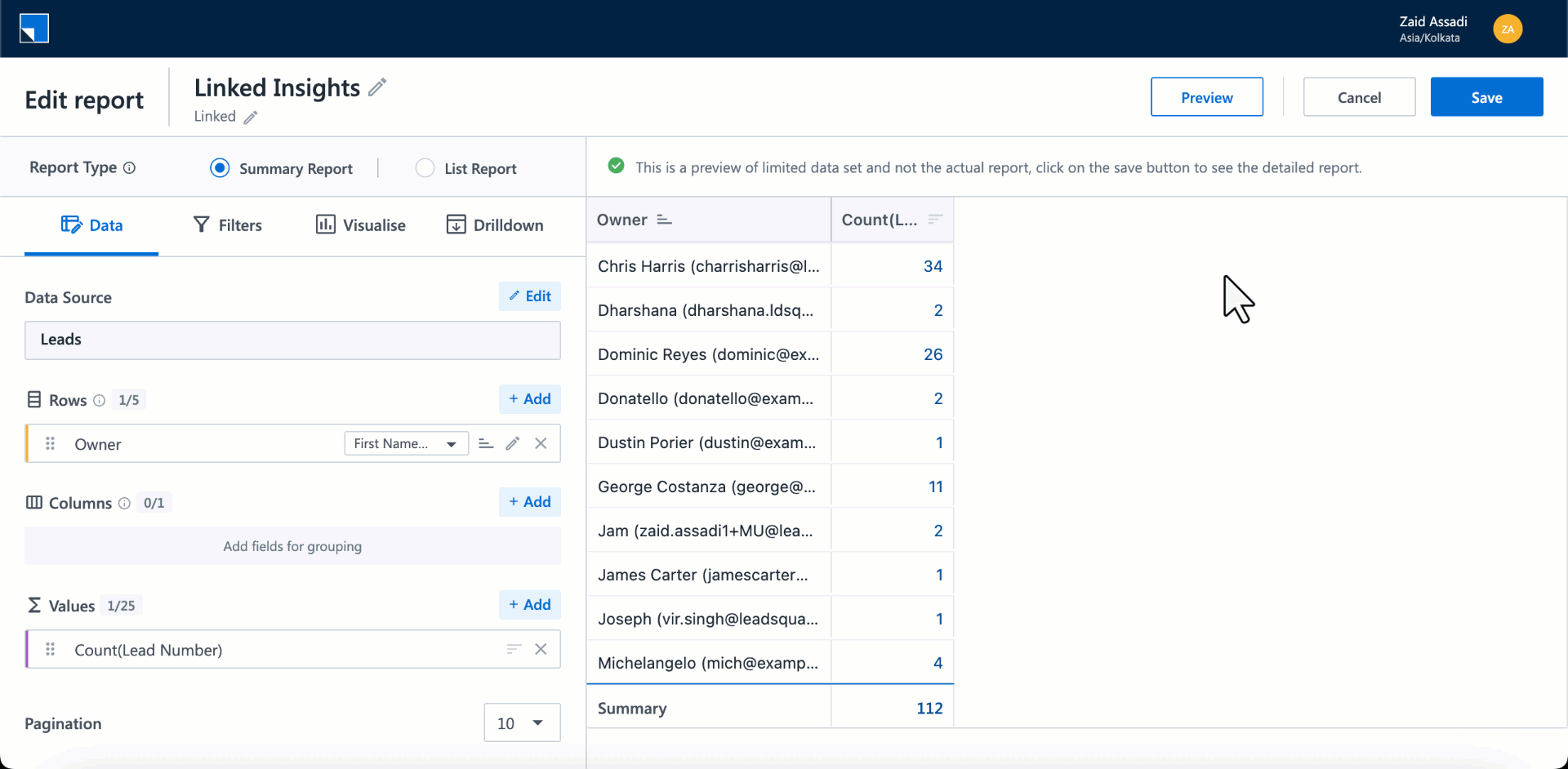 configuring linked insights