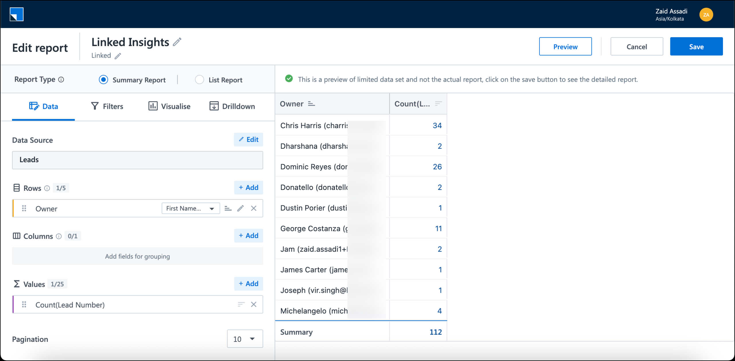create report step 1