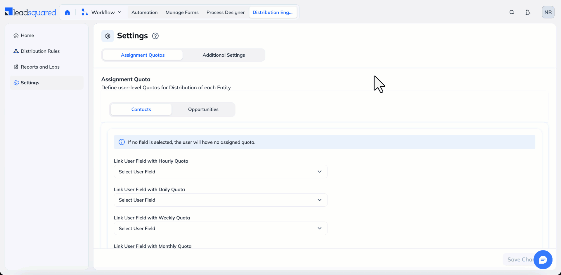distribution engine settings