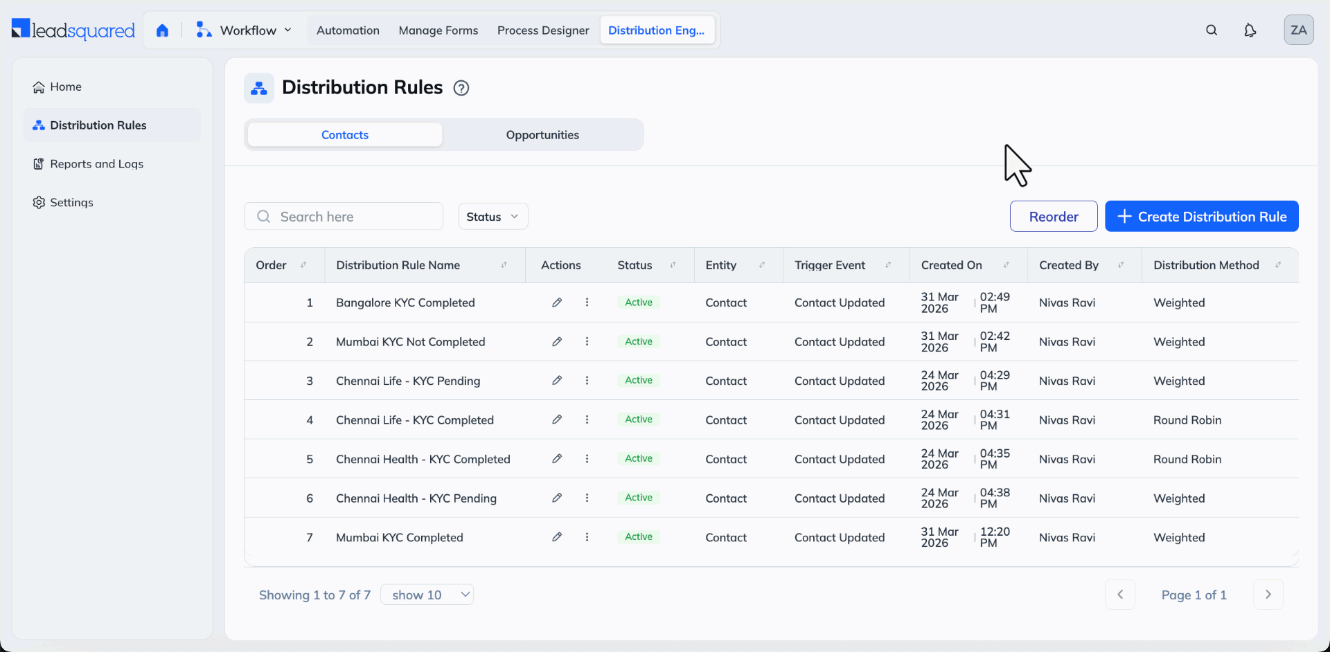 navigate and create a rule in distribution engine