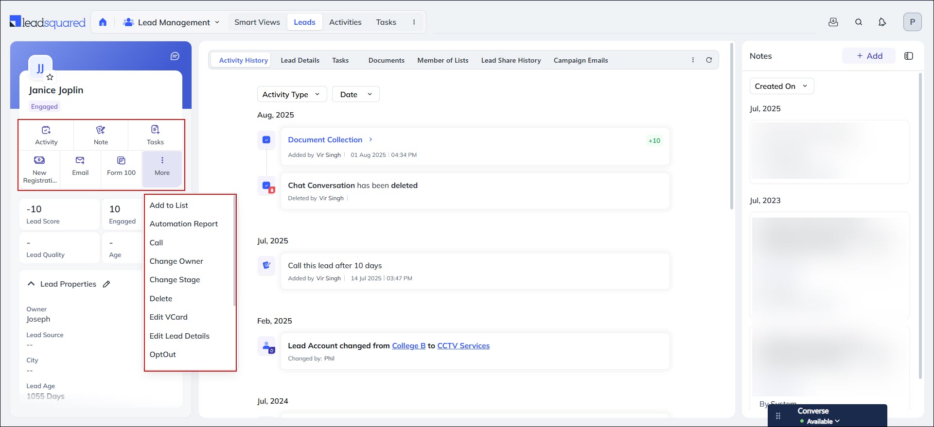 Leadsquared - Lead Details View Customization