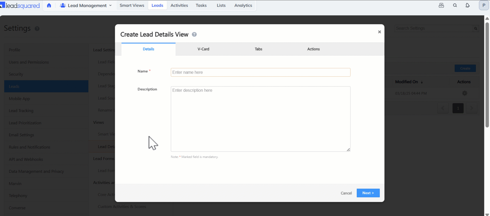 Leadsquared - Lead Details View Customization