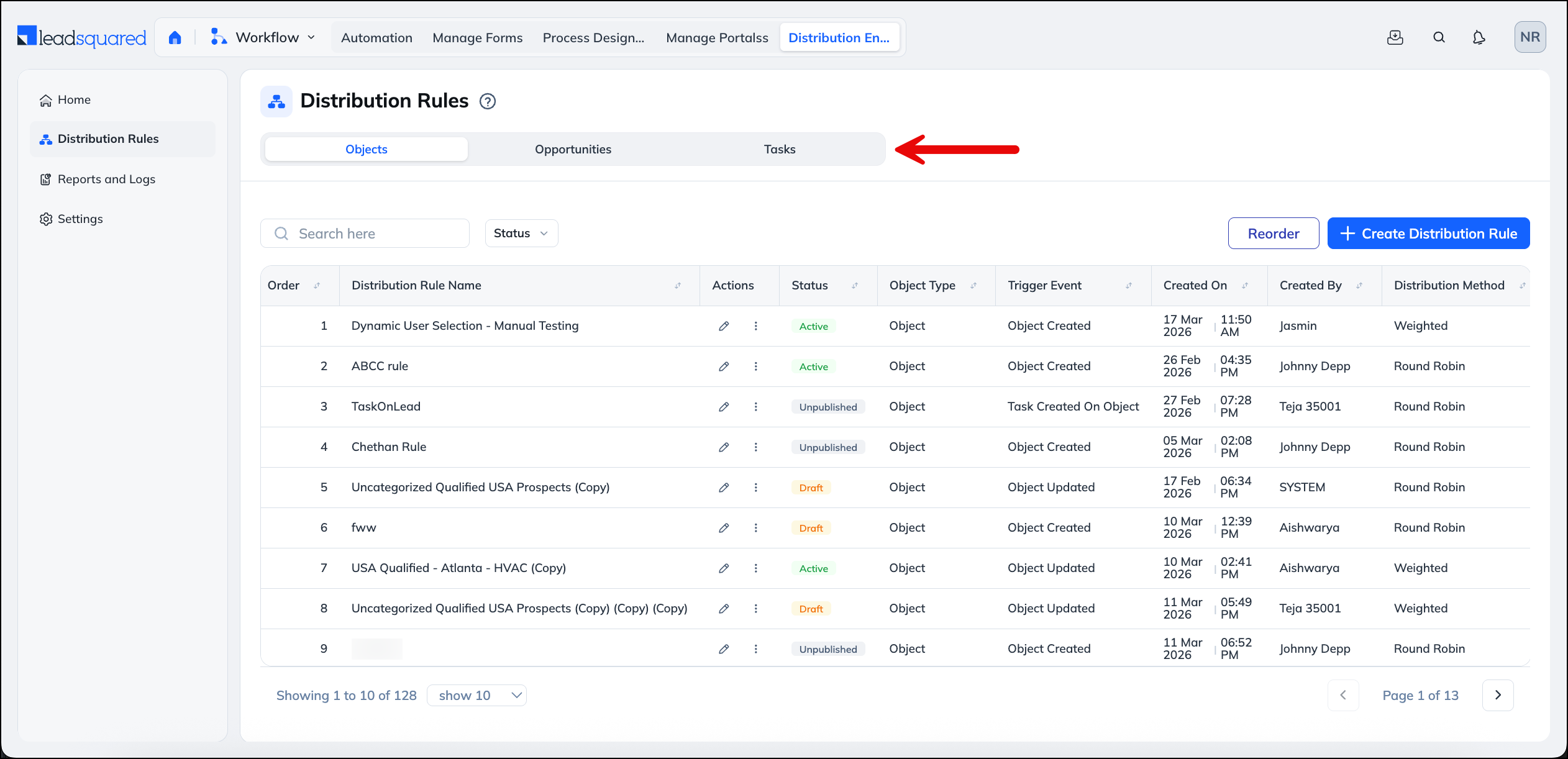 Distribution Rule Page