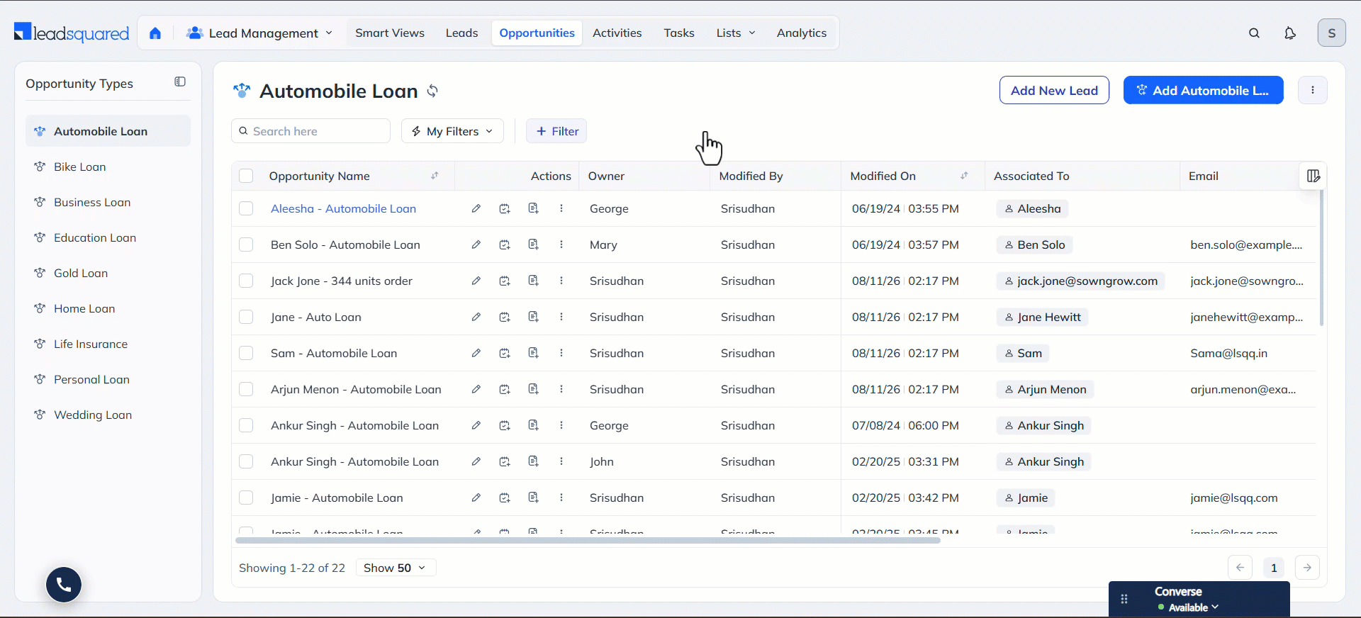 LeadSquared Opportunity Import Template