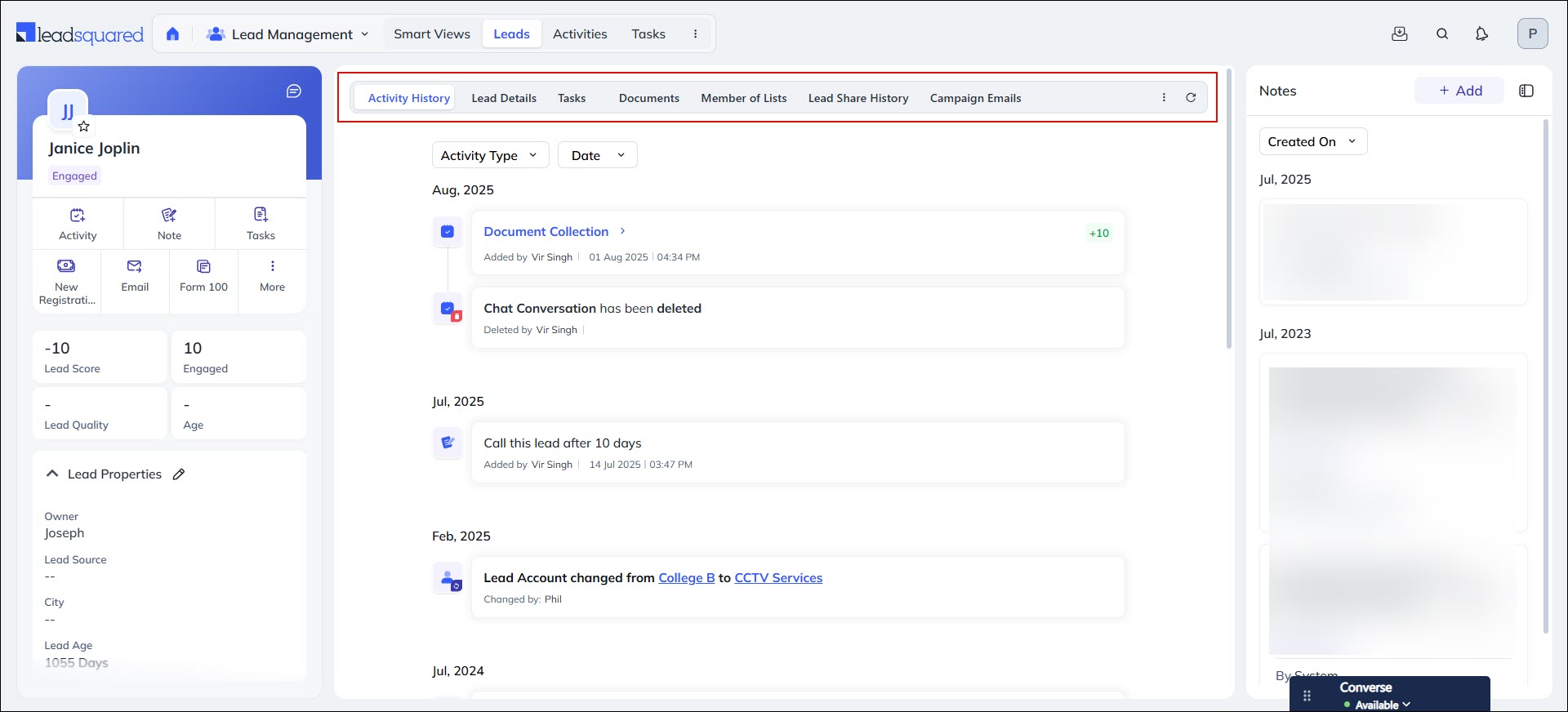 Leadsquared - Lead Details View Customization