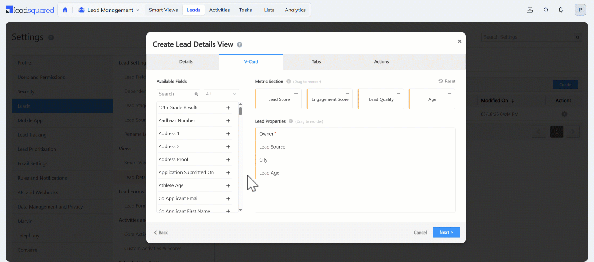 Leadsquared - Lead Details View Customization