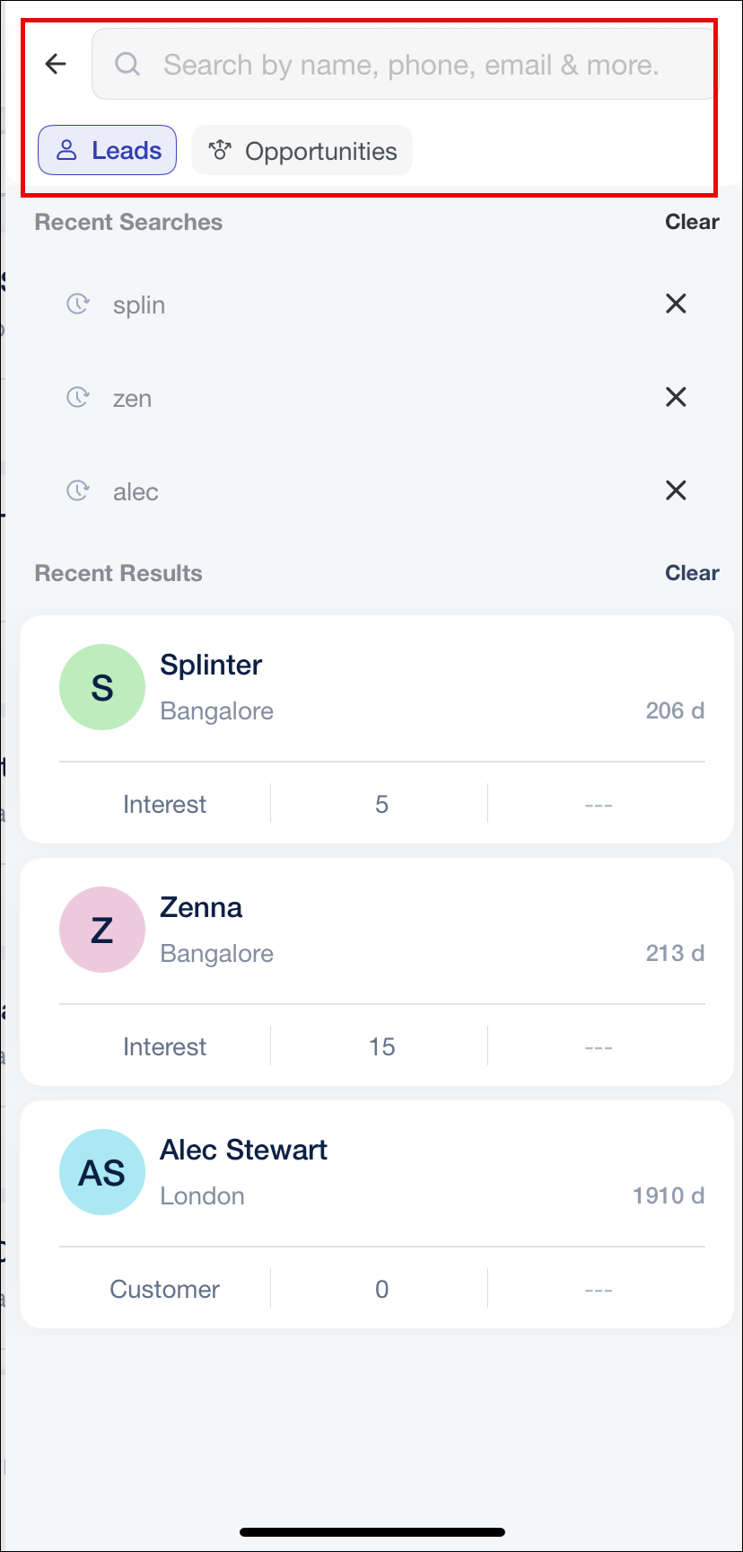 Leadsquared - Global Search