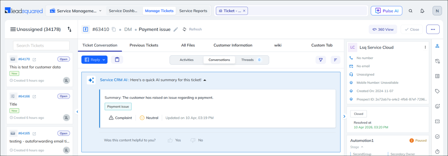 LeadSquared Service CRM Product Updates
