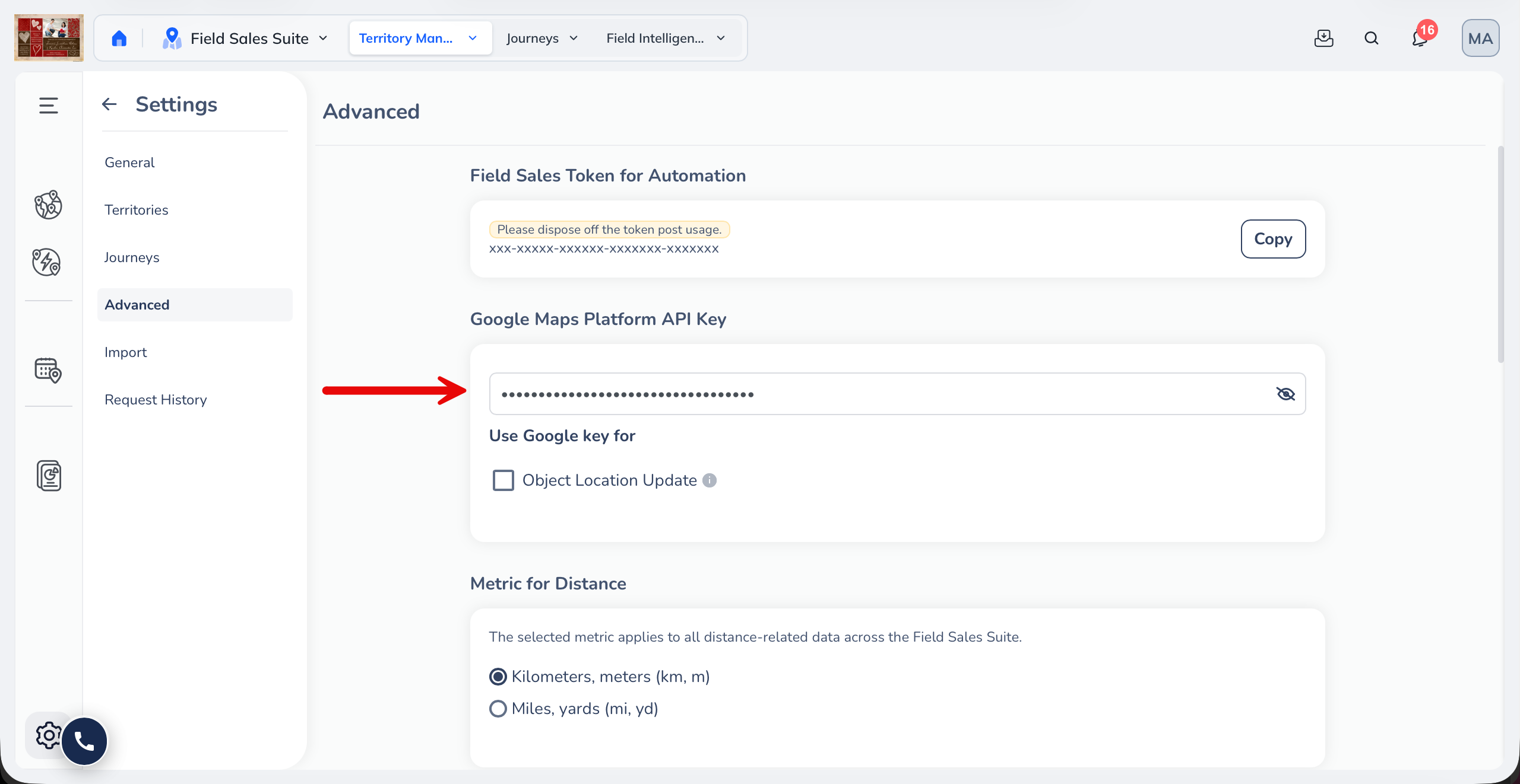 enable google map forms settings