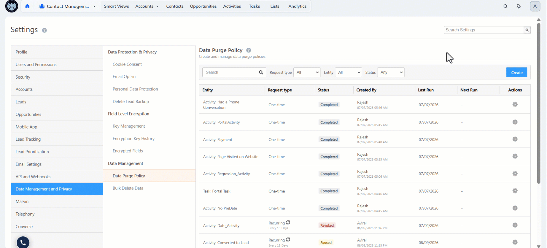 Leadsquared - Data Purge Policy