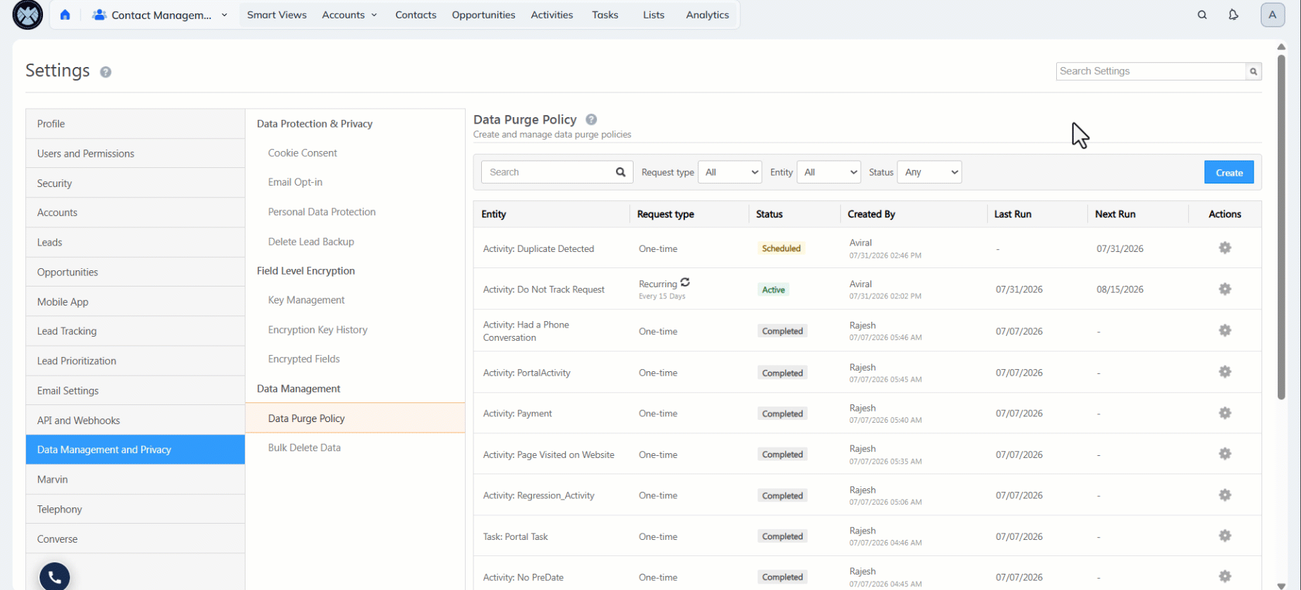 Leadsquared - Data Purge Policy
