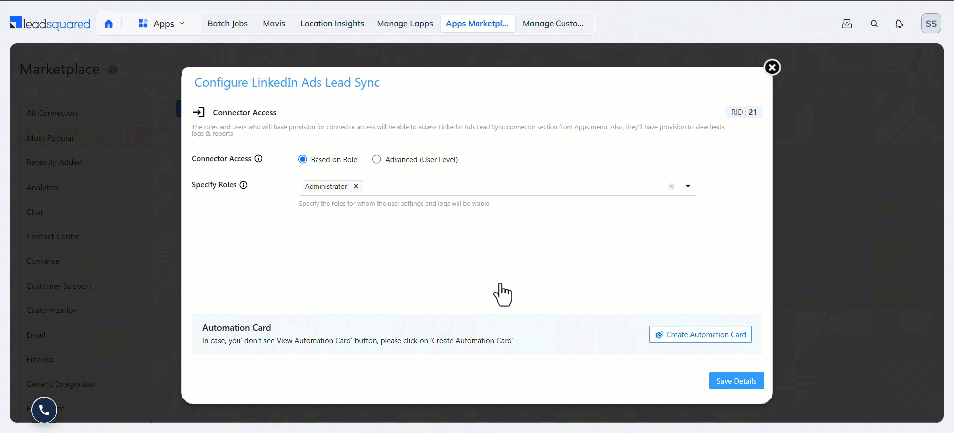 LeadSquared LinkedIn Connector