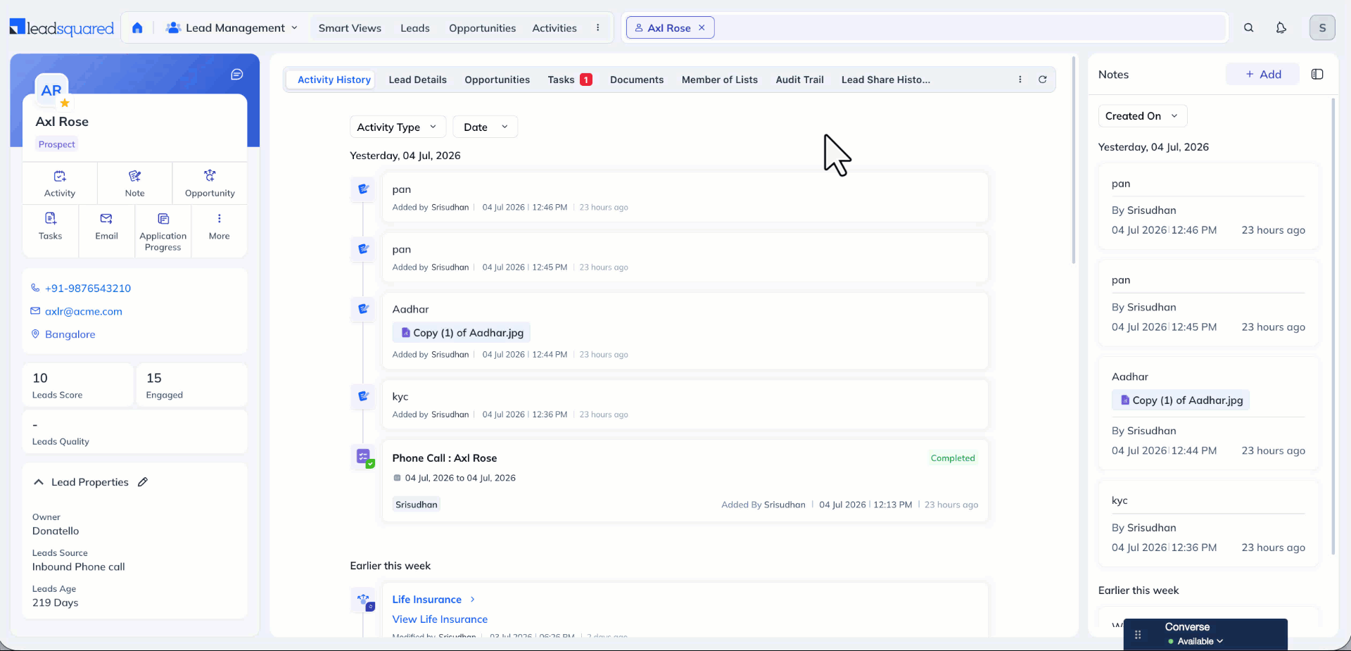 add an activity tab