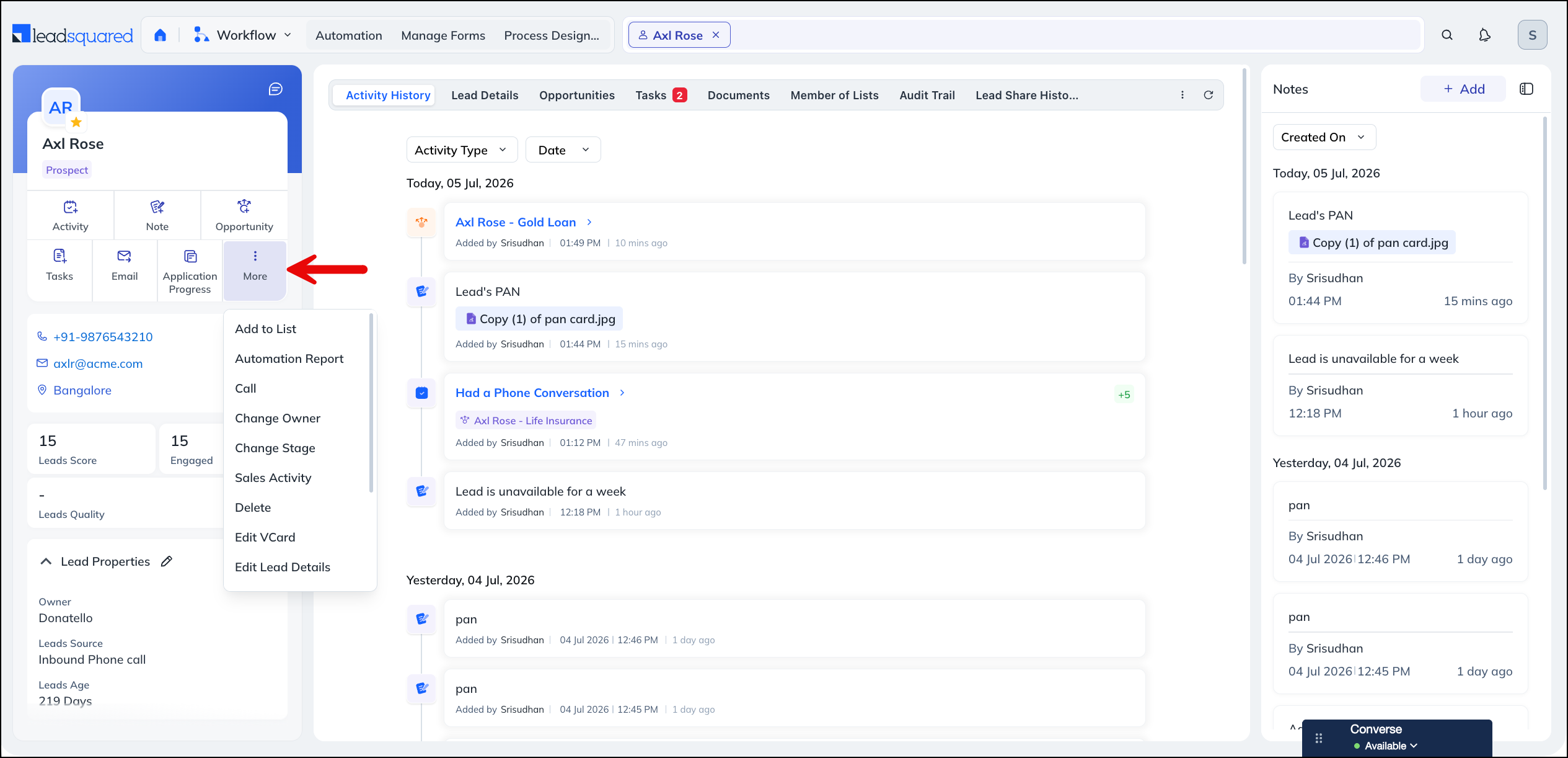 more quick actions