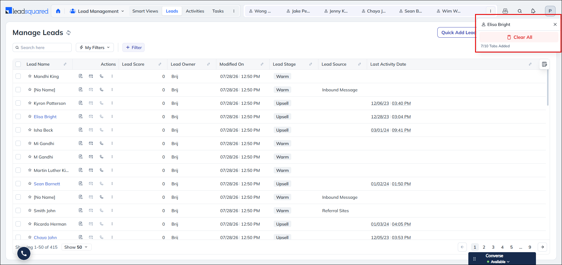 Leadsquared - App Tabs