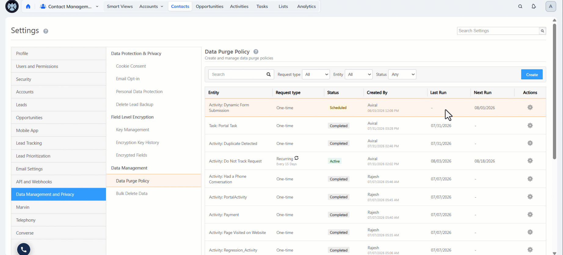 Leadsquared - Data Purge Policy
