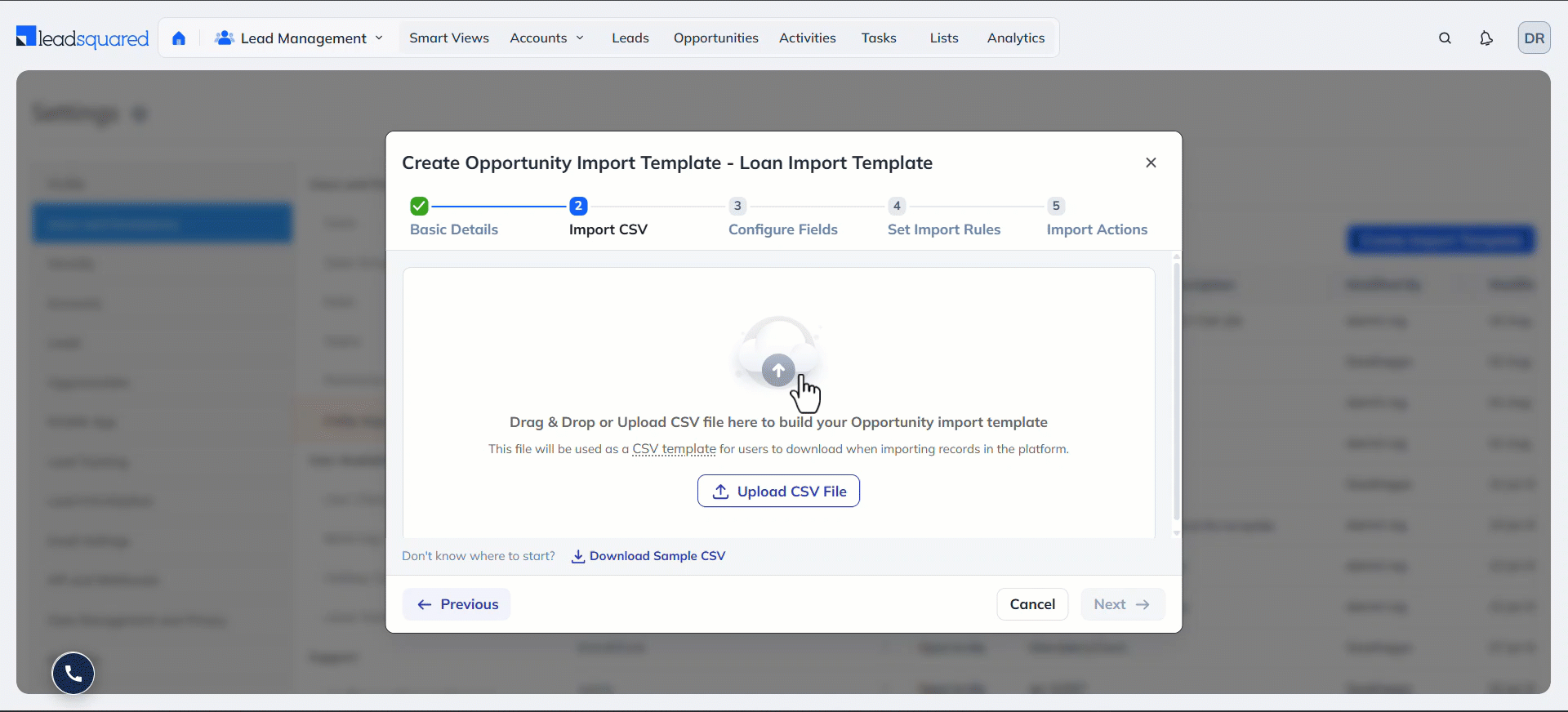 LeadSquared Opportunity Import Template